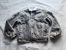 VTG LEVI'S SAN FRANCISCO TEEN KIDS BOYS SHERPA ACID WASH DENIM TRUCKER JACKET...