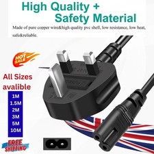 Figure of 8 Mains Power Lead IEC C7 Cable PS5 PS4 PS3 XBOX ONE SLIM 5Amp New Lot