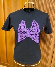 Anna Sui Black Short Sleeve T-Shirt Butterfly Embroidery Japan