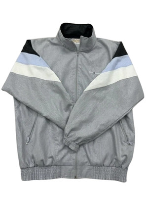 Challenger Men's Grey Striped Track Jacket Size 4 Zipper Long Sleeve