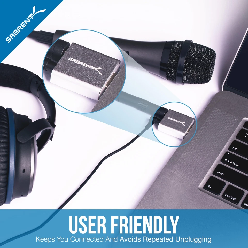 Sabrent Aluminum USB External Stereo Sound Adapter for Windows and Mac. Plug and - Image 4 of 4