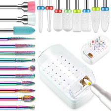 21Pcs Nail Drill Bits Sets with Nail Drill Holder Case, 3/32 Inch Cuticle Electr