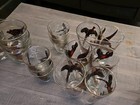 Vtg 18 Piece Hazel Atlas 22K Gold Pheasant Birds Barware Glasses  — photo 6