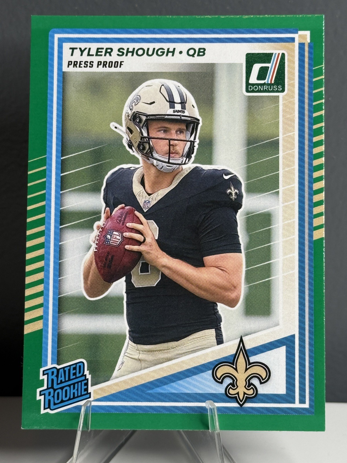 2025 Panini Donruss - Rated Rookie Tyler Shough #304 Press Proof Green (RC)
