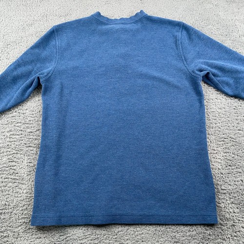 Camisa LL Bean Para Hombres Pequeña Azul Henley Térmica Tejida Waffle Ajuste Tradicional - Imagen 4 de 10