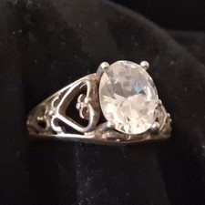 Vintage 925 Cubic Zirconia Ring Faceted Sterling Silver Brilliant Clear