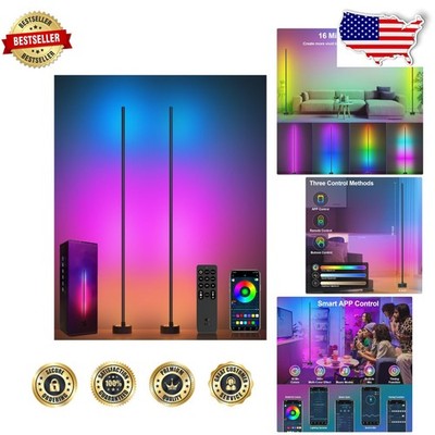 Smart RGB Floor Lamp Set of 2 - Bluetooth App Control, Music Sync, 68+ Scenes