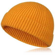 Bonnet Pêcheur Court en Laine Homme Femme – Bonnet Tricoté avec Revers