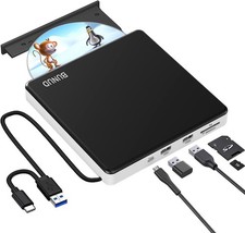 BUNUD CD Drive External for Mac: USB-C DVD Burner Player MacBook Black