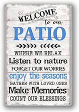 Funny Patio Metal Tin Sign Patio Wall Decor Welcome to Our Patio Signs Outdoor W