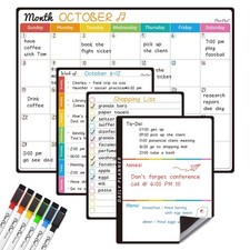 Magnetic Dry Erase Monthly Calendar Set - 14.5"x11" 14.5"x11", White