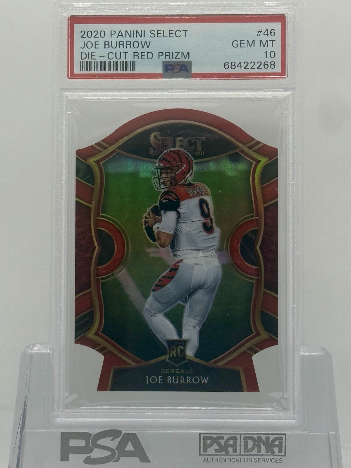 2020 Panini Select - Concourse Red Prizm Die-Cut #46 Joe Burrow (RC) PSA 10