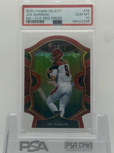 2020 Panini Select - Concourse Red Prizm Die-Cut #46 Joe Burrow (RC) PSA 10