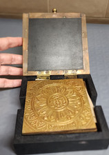 Tea Coasters Brass Coffee Coaster Set With Wood Brass embossed Box , Kitchen