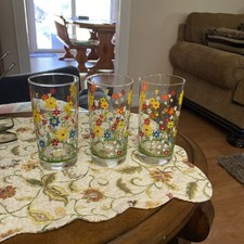 Vintage LIBBEY SPRING WILDFLOWERS Tumblers Gl...