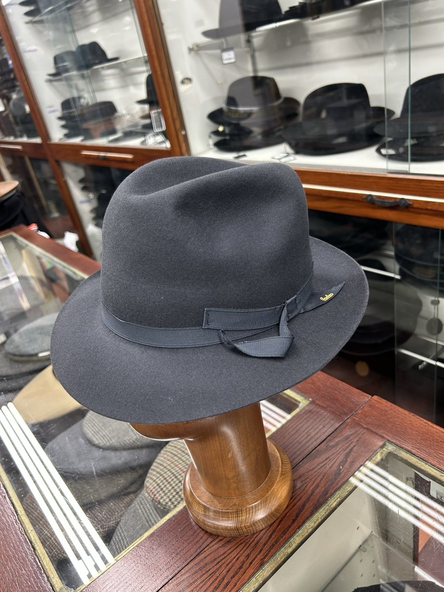 Borsalino Icaro Men's Dark Gray Fur Felt Hat Made In Italy Size 57
