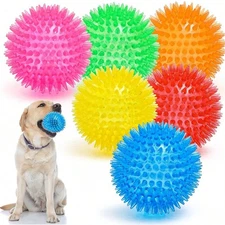 6Pcs Soft Spike Squeaky Bounce Balls For Pets Dog Cat,Puppy Chew Toys for Teeth