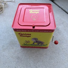 Vintage Curious George Musical Jack in the Box Toy Schylling Working Condition