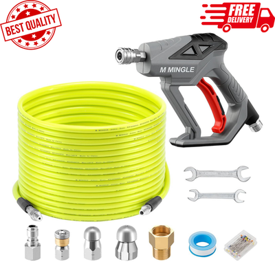 #ad Sewer Jetter Kit for Pressure Washer 100 FT Drain Cleaner Hose with Power Washe $78.50