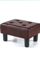 BRIAN &DANY Small Foot Stool, Leather Foot Stools with Legs, Stable Small, Brown