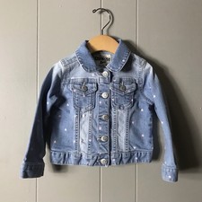 OSHKOSH B'GOSH PINK HEART PATTERN BLUE DENIM JACKET TODDLER SIZE 2T