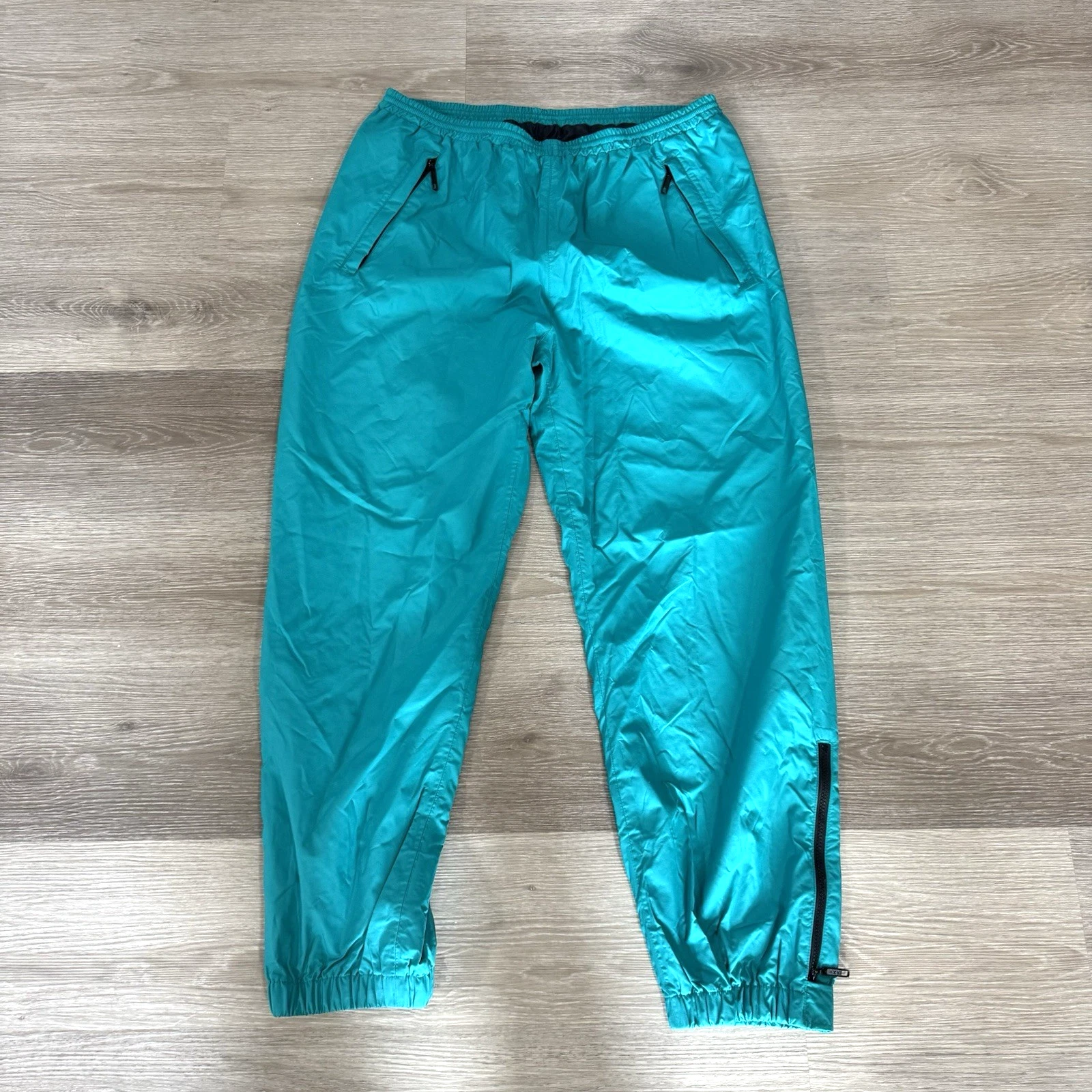 Vintage Eddie Bauer Ebtek Green Hiking Rain Lined Nylon Pants Men's L (34x30)