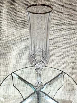 Set of 1 - Cristal D Arques Longchamp Gold Rim Crystal Champagne Flute/ FRANCE