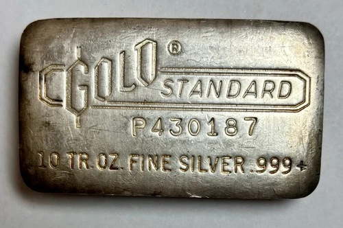 Engelhard Gold Standard Serial No. P430187 10oz .999 Fine Silver Bar Poured