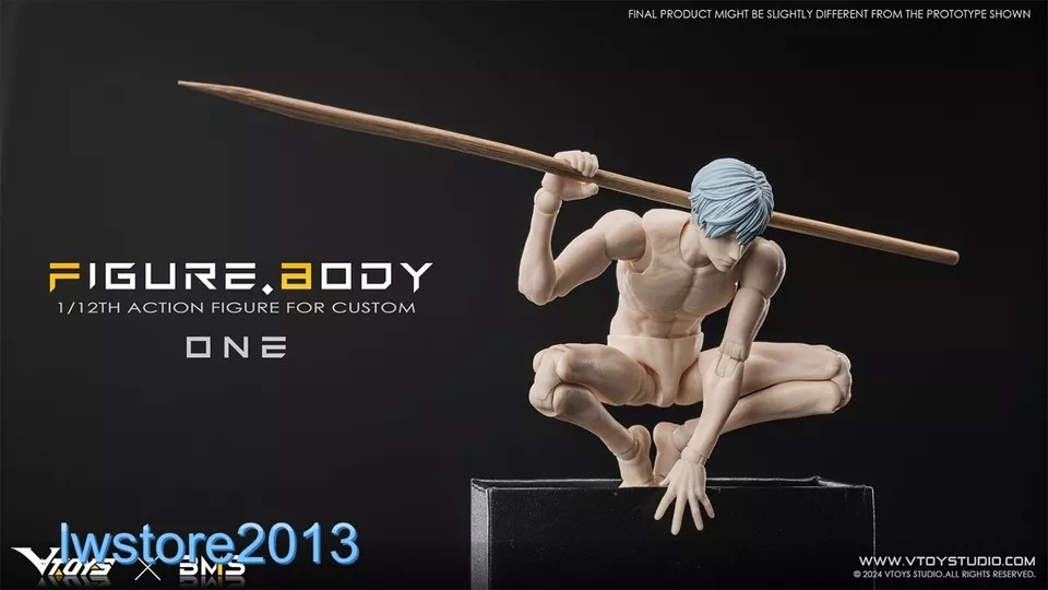 US VTOYS X BMS 1/12 VB002 Pale Skin Jointed 6" Male Action Figure Head Body