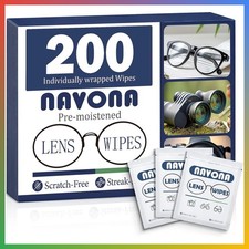 200 Count Lens Wipes Glasses Cleaner Eyeglass Screen Camera Streak-Free Individu