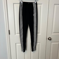 Adidas Originals Women's Skinny High Rise Stretch Zip Ankle Black Track Pants S