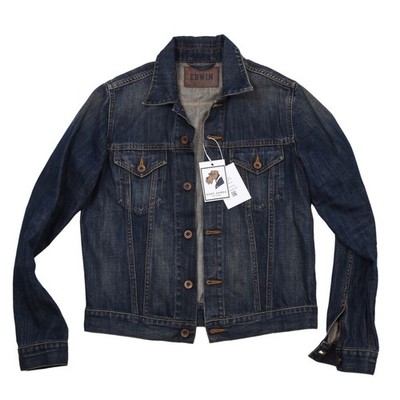 EDWIN Jeansjacke Gr S ca 50cm Buddy Jacket Denim Blau Blue Classic Jean Fades