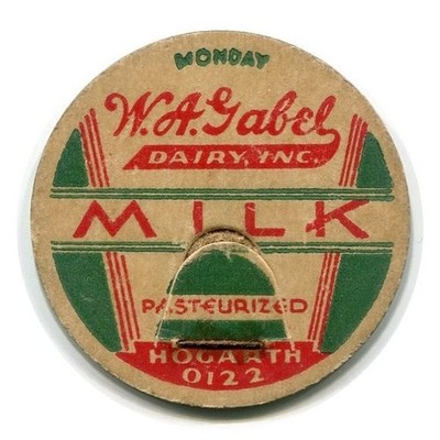 W A Gabel Dairy Co Detroit MI Milk Bottle Cap Wayne County Michigan Mich Farm