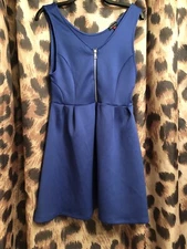 blue SKATER tank DRESS zipper Zip Front- size L - THERAPY