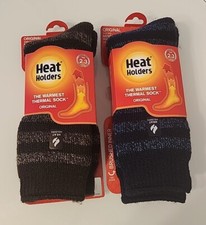 Heat Holders Original Adult Unisex Thermal Socks 2 Pair Brown Navy