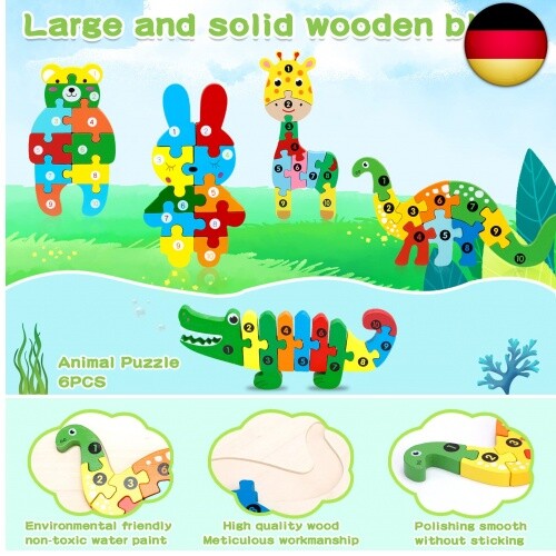 MOOING Holzpuzzle für Kinder Ab 2 3 4 5 Jahre, Montessori-Spielzeug für Kinder, - Bild 5 von 7