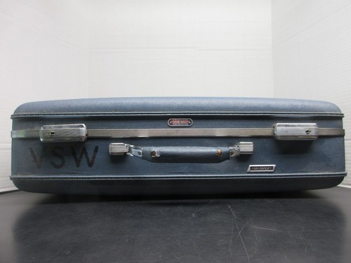 American Tourister Tri-Taper blue fiberglass suitcase  vintage