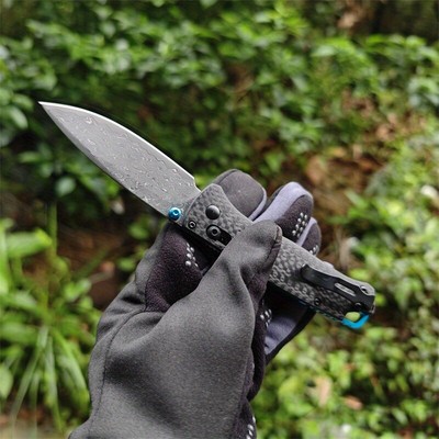 BM 535 Folding Knife Carbon Fiber Handle Damascus Steel Blade