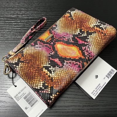 Brahmin Daisy Wristlet MARMALADE TANGELO (?) Snake Print Leather NWT HTF