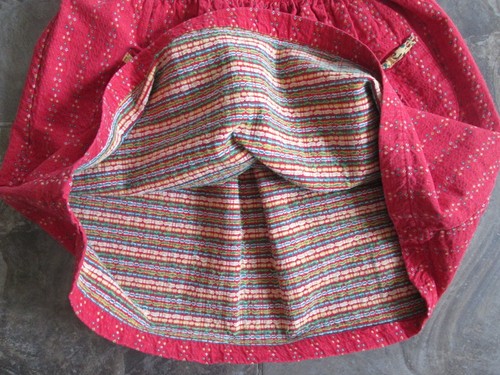 Vintage Osh Kosh 6 Girls Red Dress Sleeveless Jumper Heavy Woven Yellow Floral - Picture 8 of 10