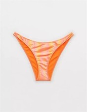 American Eagle Aerie Cheeky Low Rise Metallic Bikini Bottom LARGE Orange Sunset