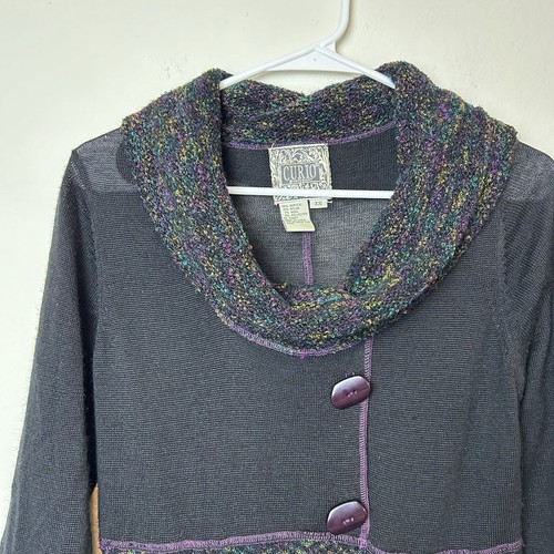Anthropologie Curio Maglione Vestito Donna XS Nero Scollo Cappuccio Strega Gotico Boho - Foto 2 di 13