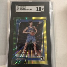 Josh Giddey 2021 Donruss Holo Green Yellow Laser Rated Rookie SGC 10 GEM MT