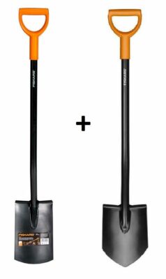 NEU! FISKARS 131413 Gärtnerspaten Spitz + FISKARS 131403 Rund Solid Gartenspaten