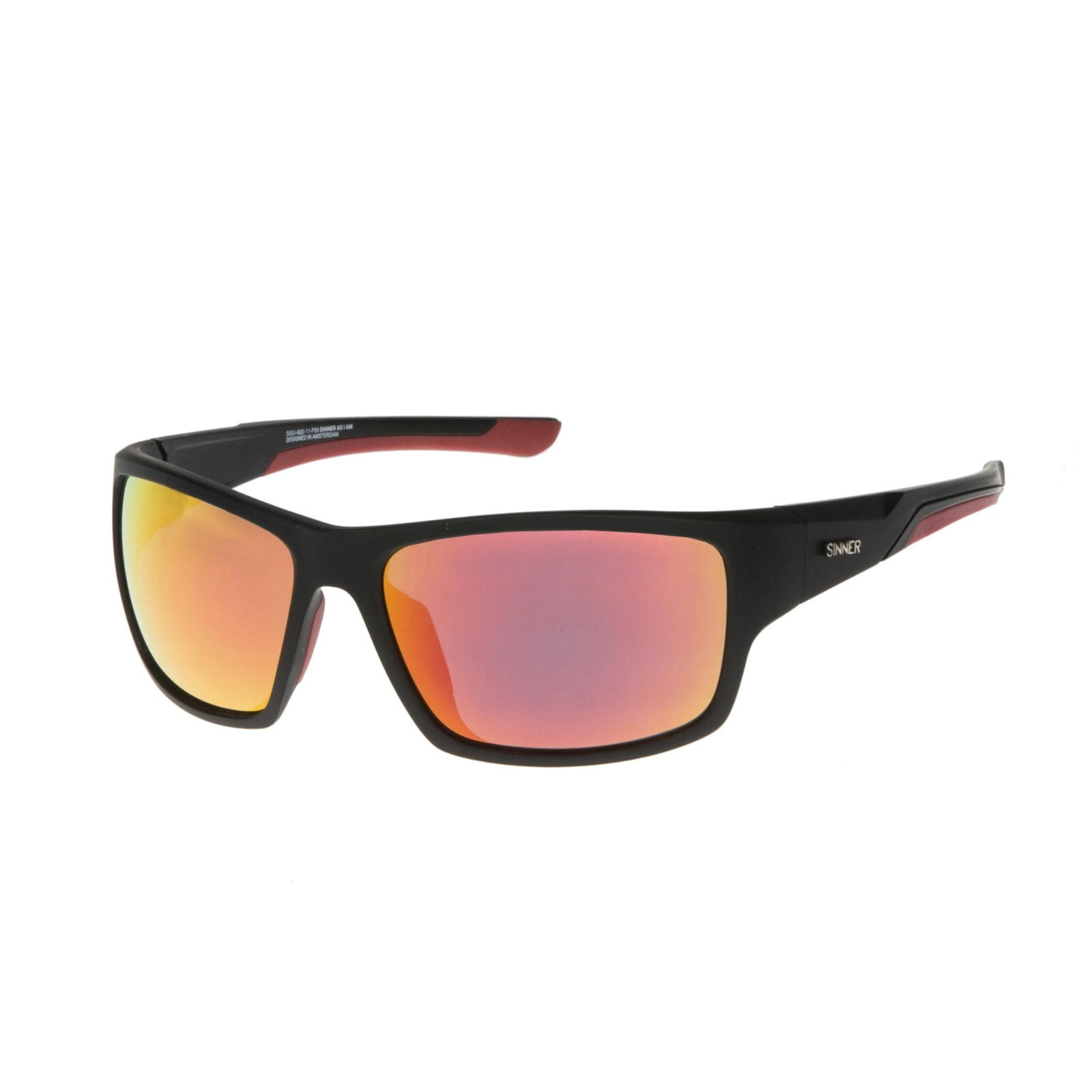 SINNER LEMMON Mens/Womens POLARISED Sunglasses MATTE BLACK / RED OIL CAT.3