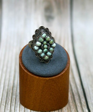  925 Unique Detailed Vintage Turquoise Ring Size 10