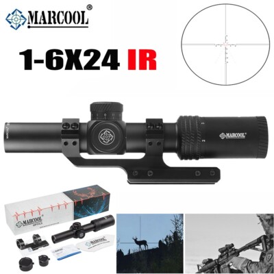 MARCOOL STALKER 1-6x24 IR SFP Hunting Riflescope Optics Sight + Cantilever Mount