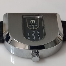 OROLOGIO MANUALE NOS ANNI 60-70 SWISS LUCERNA DIGITAL JUMP HOUR + CINTURINO GOMMA SVIZZERO