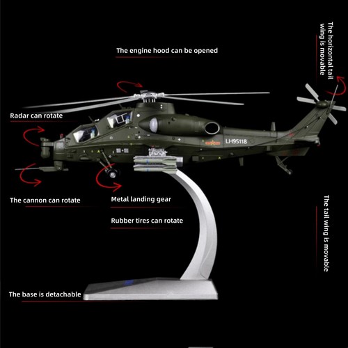 1/48 Diecast Alloy Chinese Z10 Attack Helicopter Finished Model Souvenir Display - Picture 24 of 24