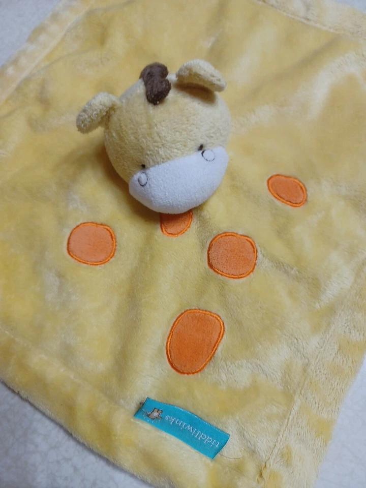 Edredón satinado polar Tiddliwinks Baby Lovey jirafa amarillo naranja manchas Foto 2 de 3